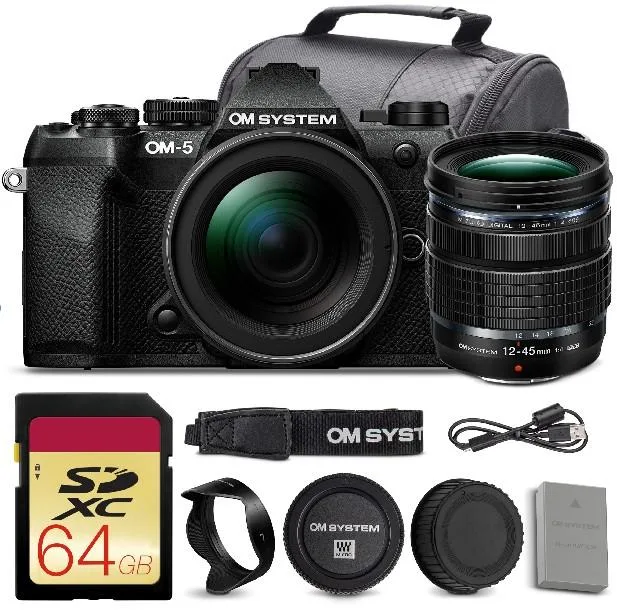 OM System OM SYSTEM OM-5 Mark II 12-45mm f/4 PRO Bundle + 64GB Card + Bag — product photo