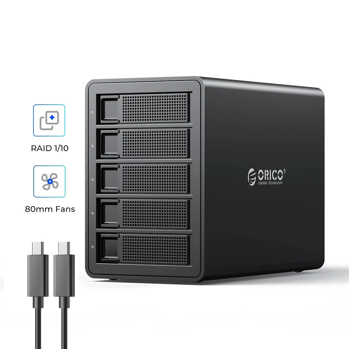Orico Orico 3559C3 5 Bay Drive Enclosure USB 3.1 Gen2 10Gbps 2.5/3.5" SATA 80TB 150W — product photo