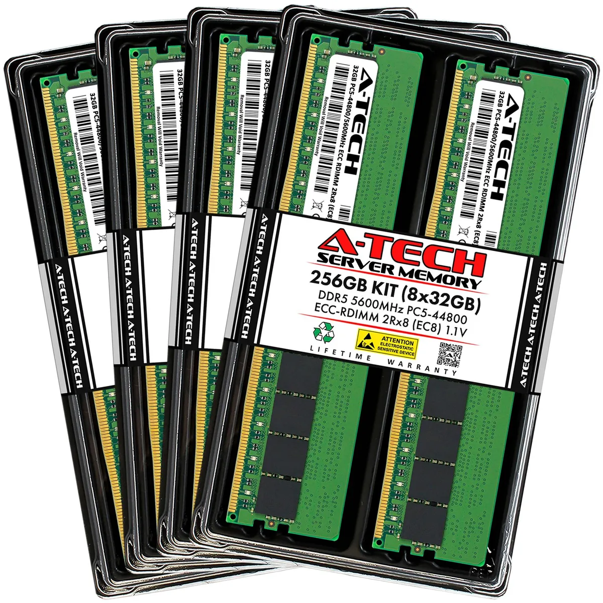 A-Tech A-Tech 256GB (8x32GB) DDR5 5600 ECC RDIMM 2Rx8 CL46 1.1V Server RAM — product photo