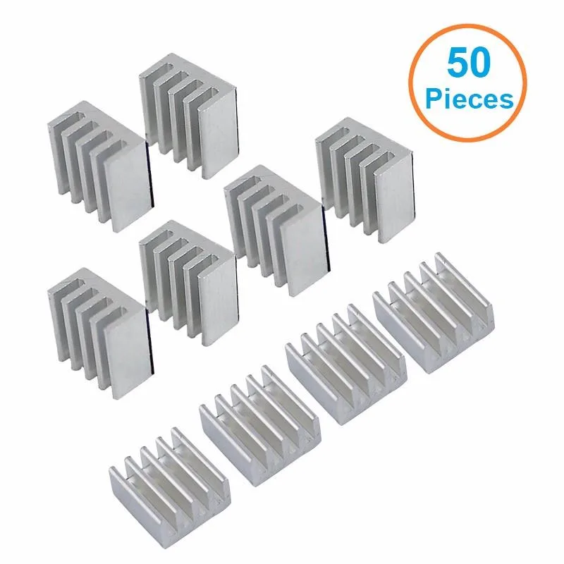 EN-Labs EN-Labs Aluminium Heatsink 8.8×8.8×5 mm 50 pcs 3M 9448 Tape — product photo