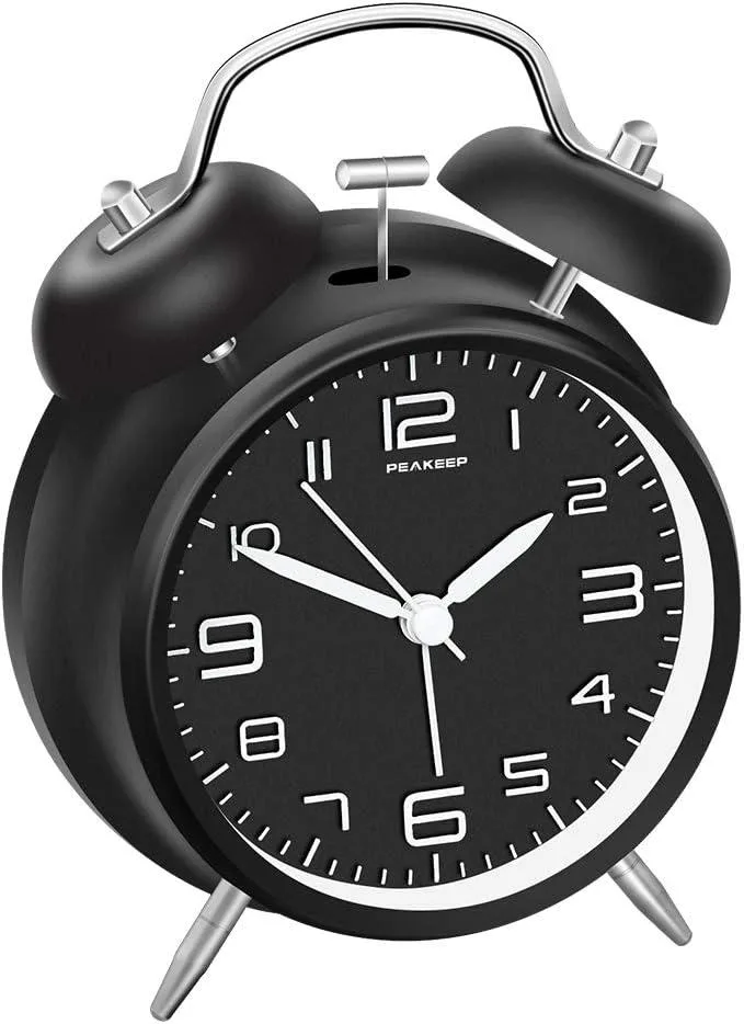PISKEKAT PISKEKAT 4 Inch Twin Bell Alarm Clock Black — product photo