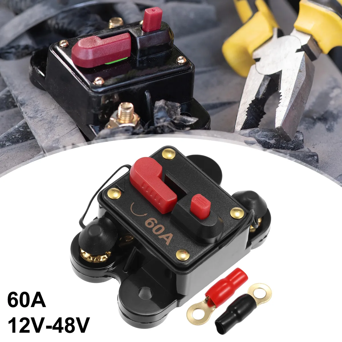 Unique-Bargains Unique-Bargains 60A Manual Reset Circuit Breaker 12-48V car electronics accessory — product photo