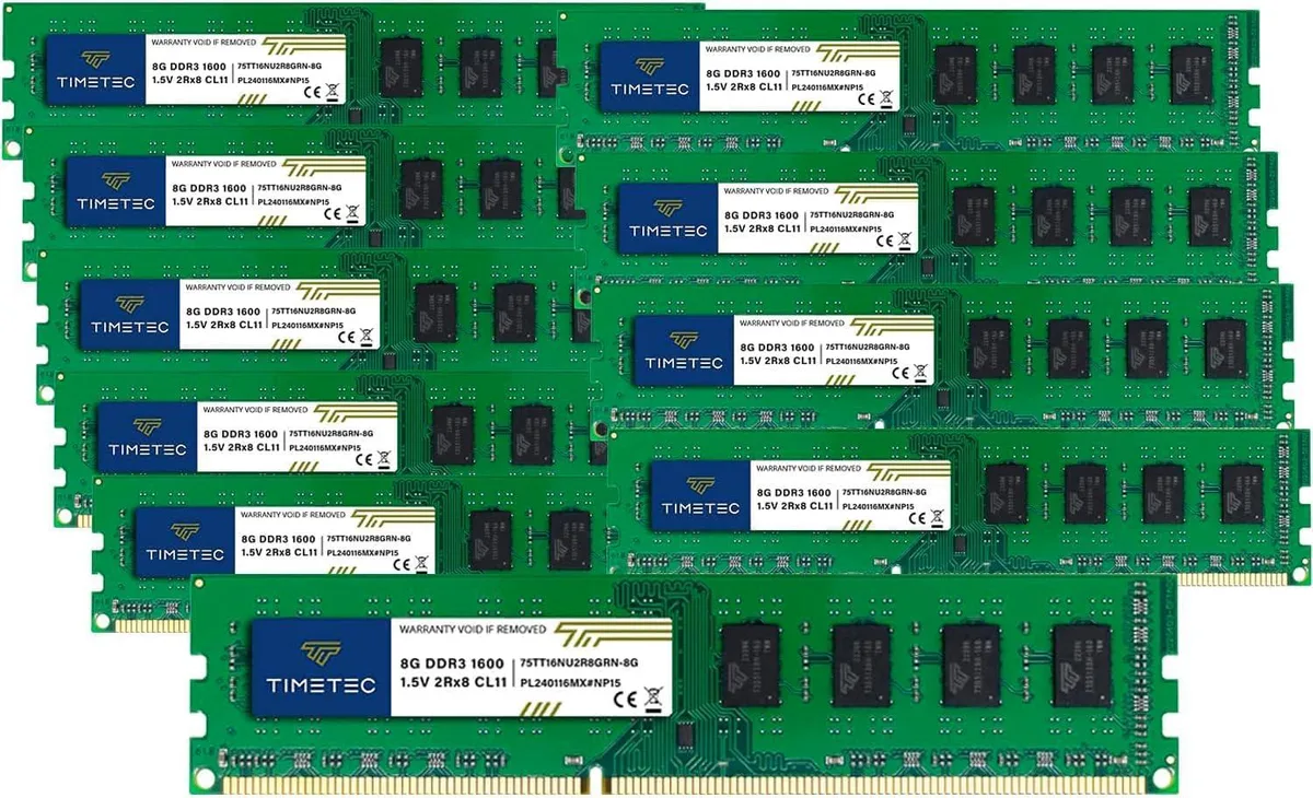 Timetec Timetec 80GB Kit 10x8GB DDR3 1600MHz CL11 1.5V 240-Pin UDIMM Desktop RAM — product photo
