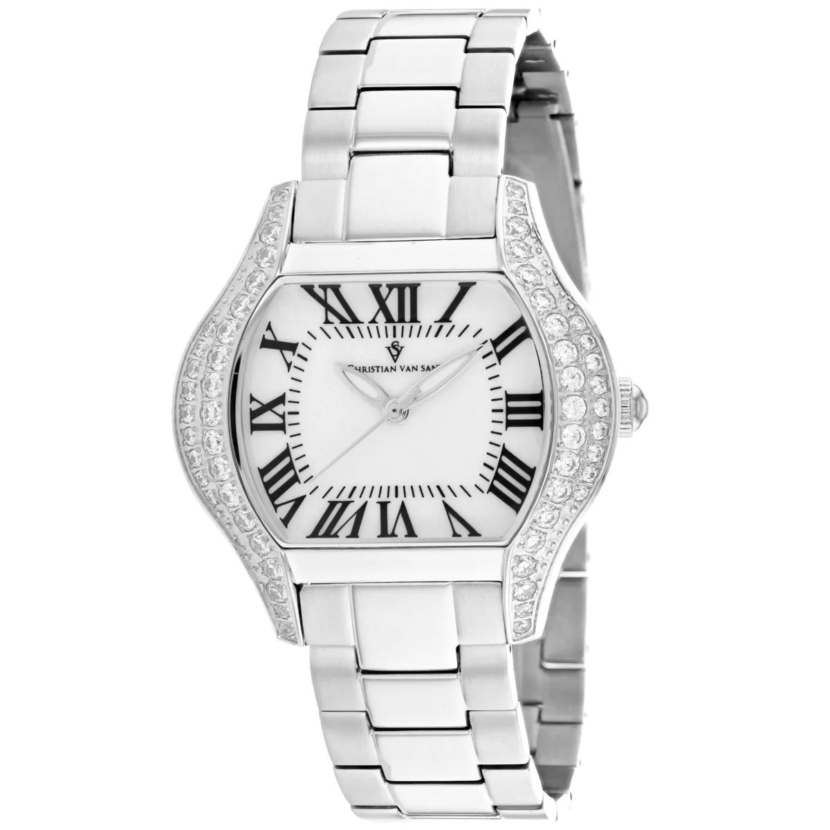 Christian Van Sant Bianca white dial stainless steel watch on matching bracelet