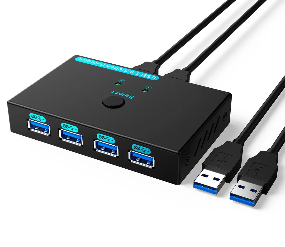 FOCUSTEC FOCUSTEC SGEYR USB 3.0 Metal KVM Switch 2 Computers 4 Ports One-Button Swapping — product photo