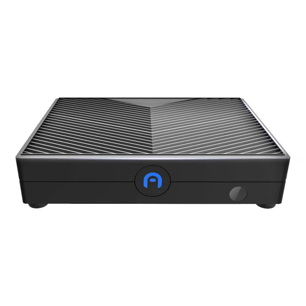 Small square mini desktop computer in black finish