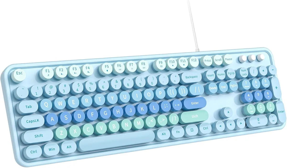 usbroway usbroway Large Print Wired Keyboard 104 Keys Blue — product photo