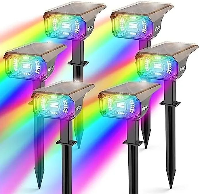 TAURKENAM TAURKENAM RGBW Solar Spotlights 40 LEDs 14 Colors 6 Pack power adapter — product photo