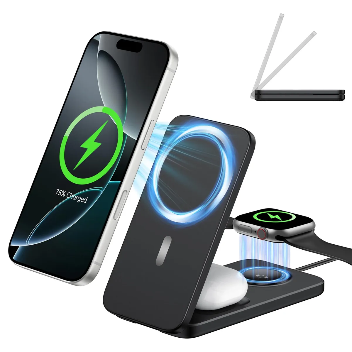 No Sew No Sew 3 in 1 Magnetic Wireless Charger Foldable Stand 15W 12-17 — product photo