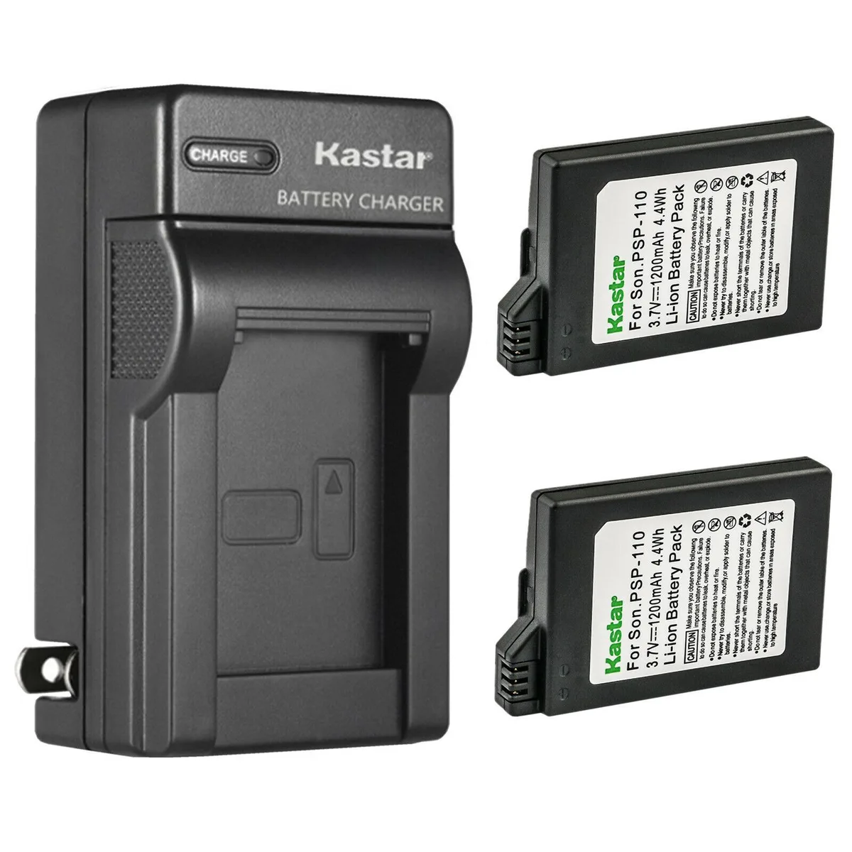 Kastar Kastar PSP-110S 2-pack battery and AC wall charger — product photo
