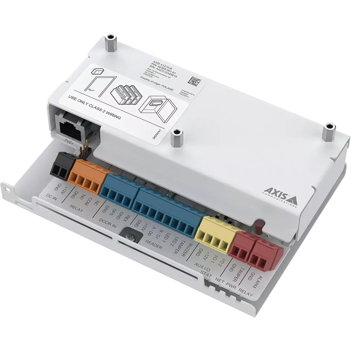 Compact barebone network door controller with keyhole mounting plate and DIN rail support