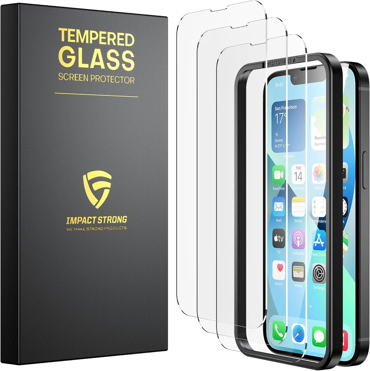 NuoTo NuoTo Shatterproof Tempered Glass Screen Protector iPhone 14 6.1 Inch 3-Pack — product photo