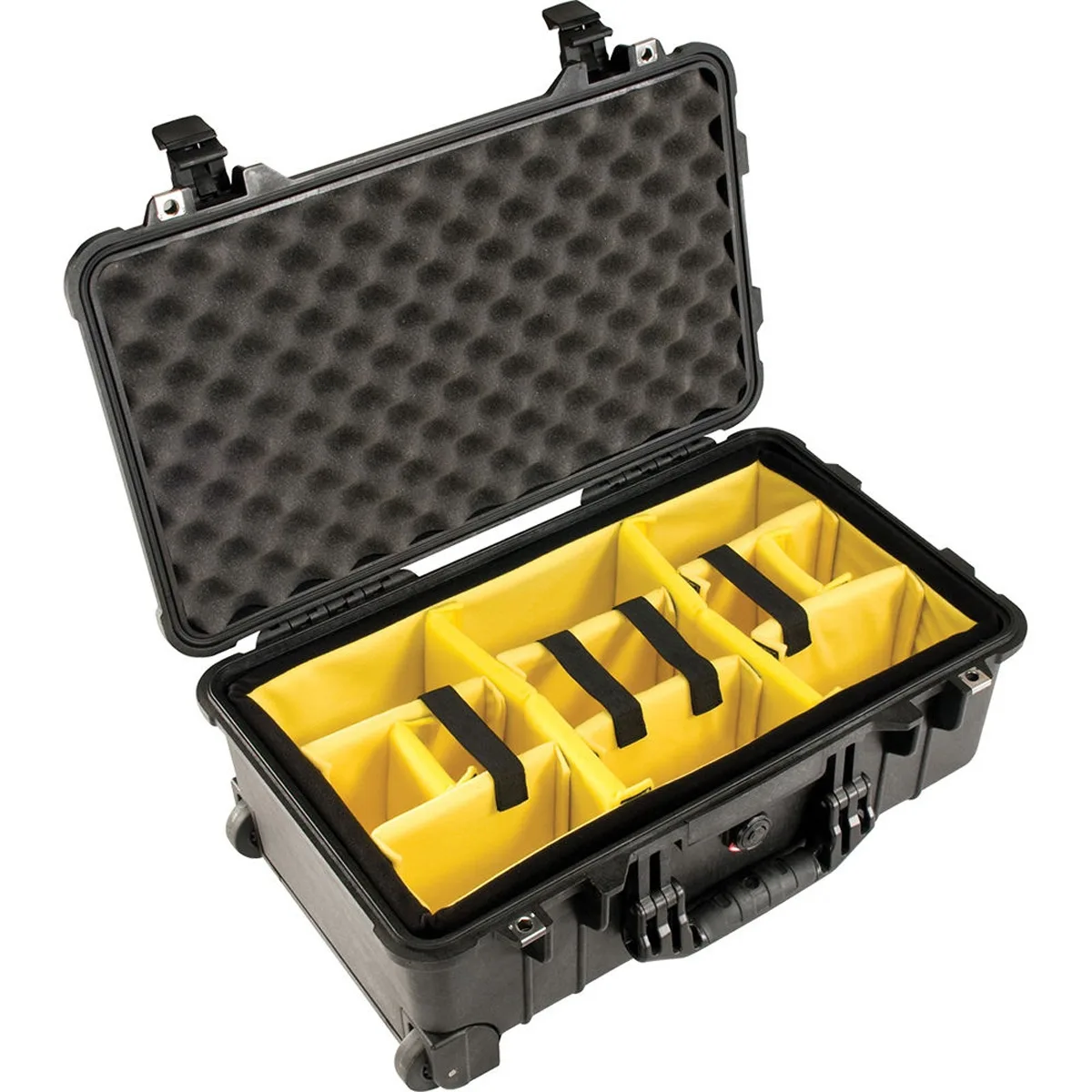 Pelican Products, Inc. Pelican Products, Inc. 1510 Carry-On Camera Case with Yellow and Black Divider Set and Wheels, Black — product photo
