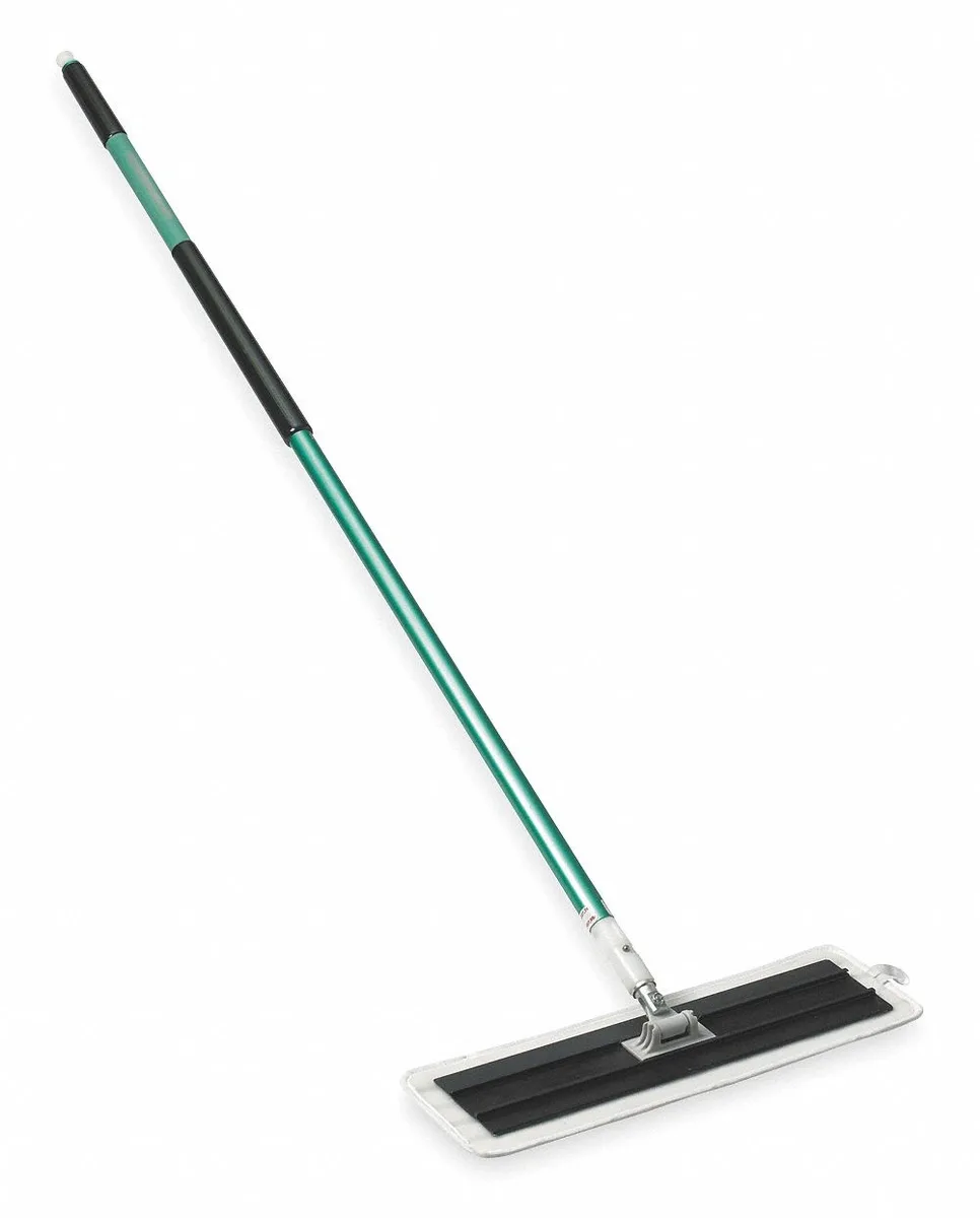 3M 55593 flat mop kit with green aluminum handle and black 16 inch microfiber head plus 15 oz reservoir