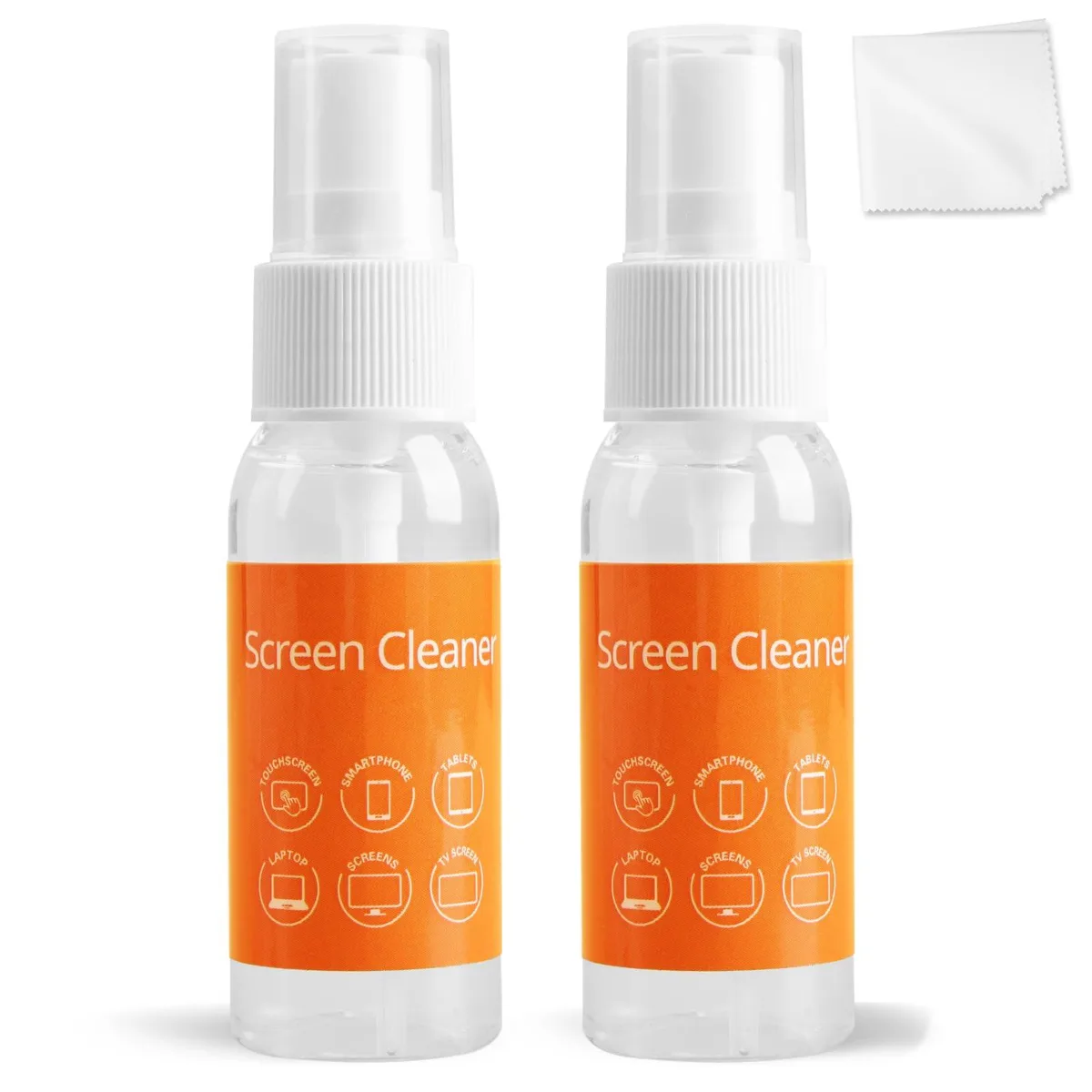Two 30ML spray bottles and a microfiber cloth in a compact kit