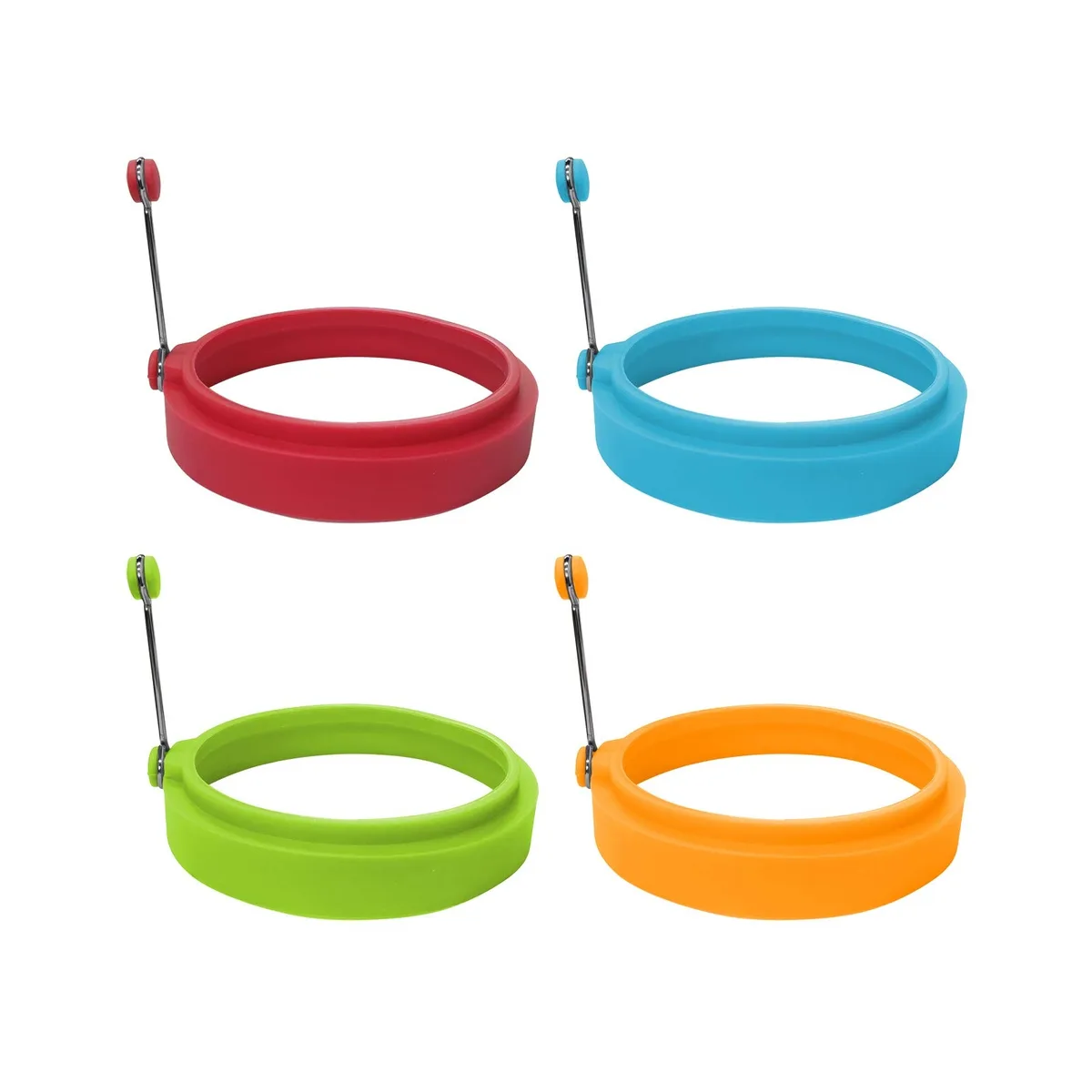 Food Grade Silicone Egg Rings, Multicolor, 4 Pack, 10cm Diameter — product photo