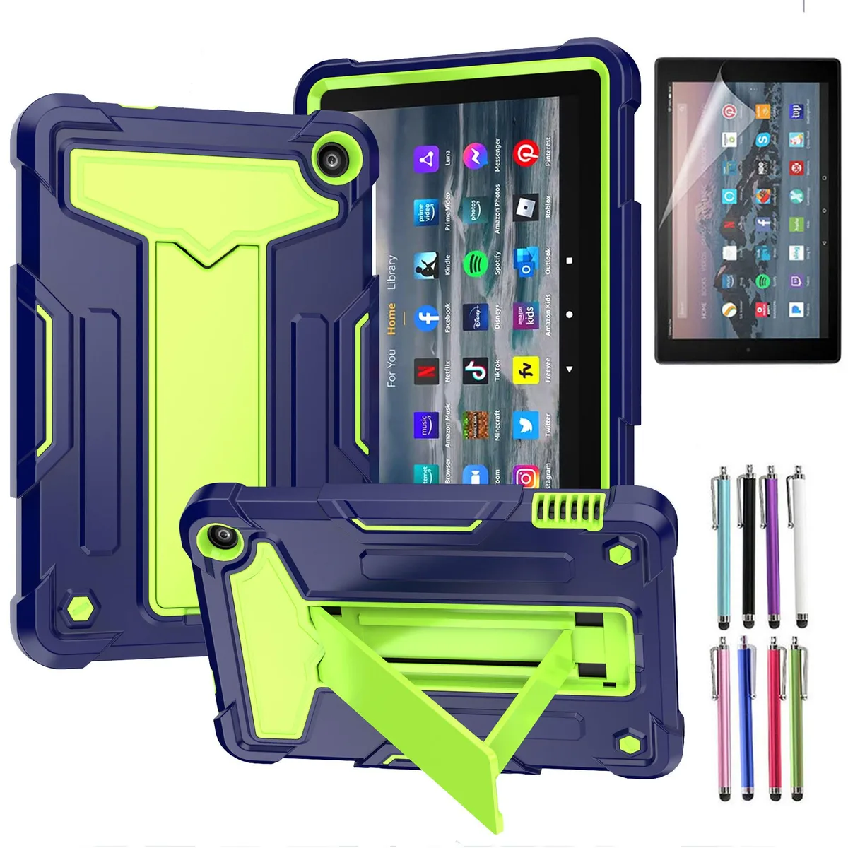 anicestore anicestore Laptop Case Navy Blue/Green for Fire 7 12th Gen 2022 — product photo