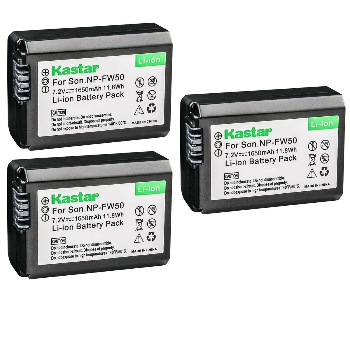 Kastar Kastar NP-FW50 3-Pack 1650mAh 7.2V for Pixii A1571 A2572 Hasselblad Lunar camera battery — product photo