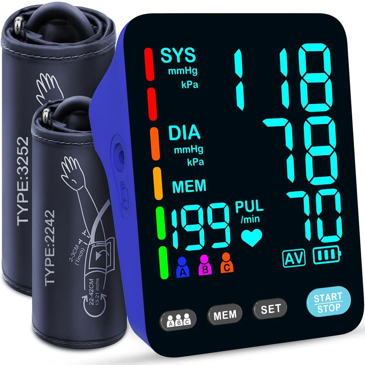  EC2WORLD A02-SE blood pressure monitor dual cuff 9-17in 13-21in 3x199 memory — product photo