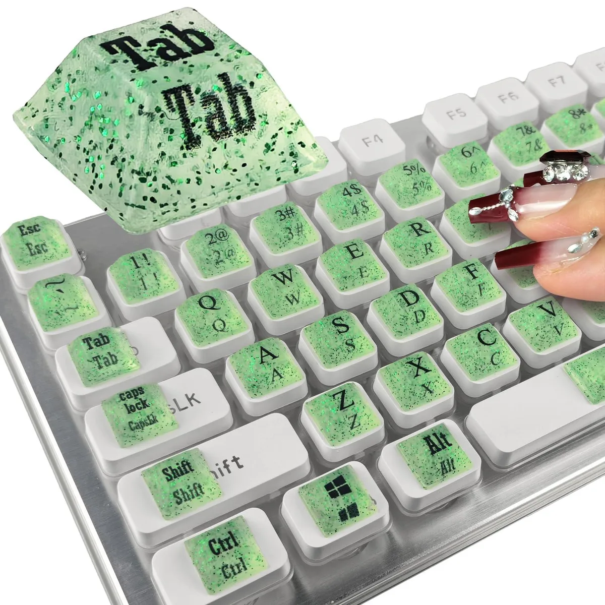  Zooplan ZJPT01-F80 Adhesive Keyboard Keys Sparkly Green 80 Pcs — product photo