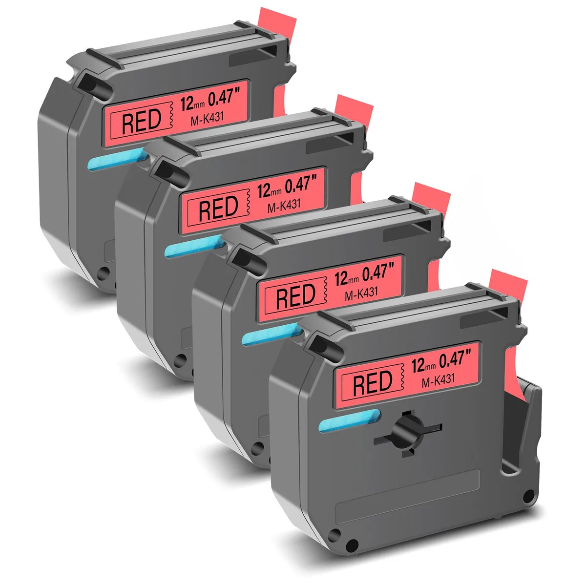 GREENCYCLE GREENCYCLE MK-431 Label Tape 12mm 26.2ft Black on Red 4 Pack — product photo
