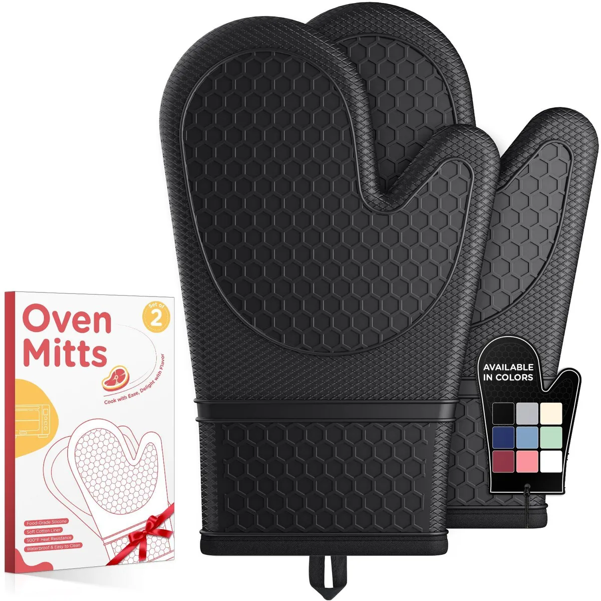 Vibe US4031 Silicone Oven Mitts Set of 2 Gray 500°F — product photo