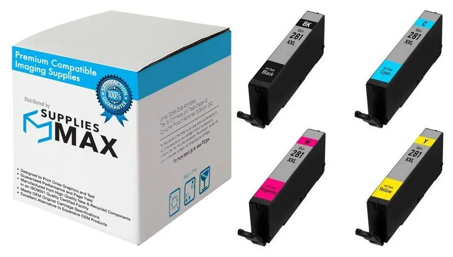 SuppliesMax SuppliesMax CLI-281XXL 11.7ML inkjet combo pack (BK/C/M/Y) — product photo