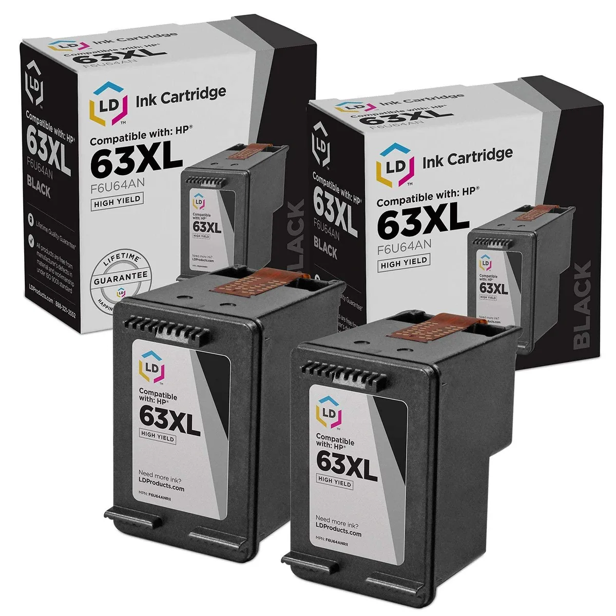 LD Products LD Products HP 63XL Black Ink Cartridge 2-Pack 480 Pages — product photo
