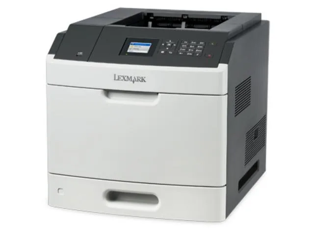 White rectangular mono laser printer with front paper tray and control panel