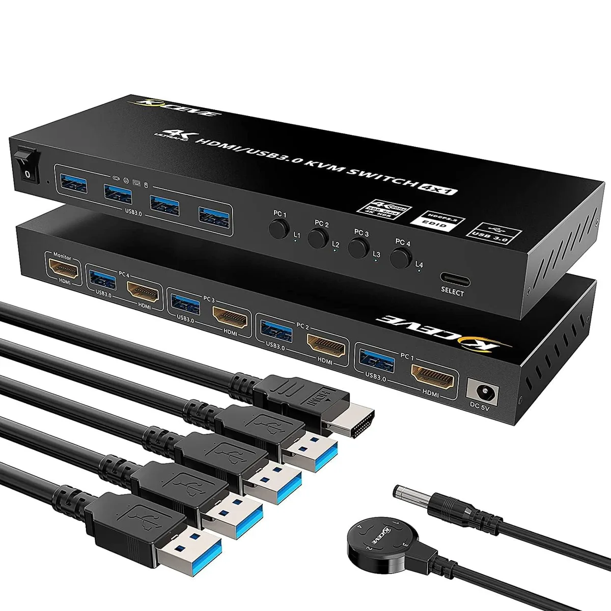 Vszerda Vszerda KC401ADZUS 4-port HDMI 2.0 KVM switch USB 3.0 4K@60Hz — product photo
