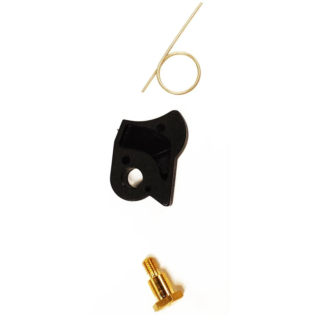 Small metal quick-release lever with curved handle and silver finish