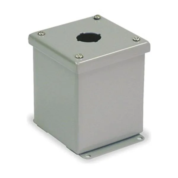 Wiegmann Wiegmann PBGX1 pushbutton enclosure 22 mm 1 hole steel 3.25×2.75×3.5 in — product photo