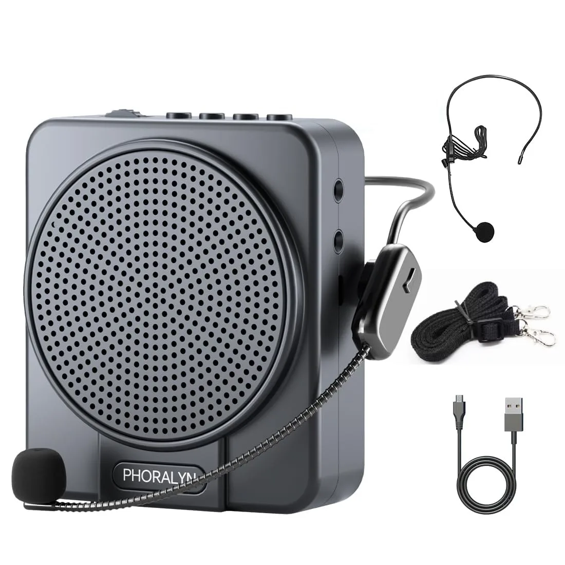  PHORALYN MX-SW006-X3 30W PA speaker with wired and wireless microphones — product photo