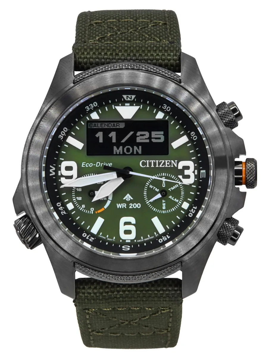 Citizen Citizen Promaster Chronograph Green Dial Eco-Drive 200M JV1005-02W Watch — product photo