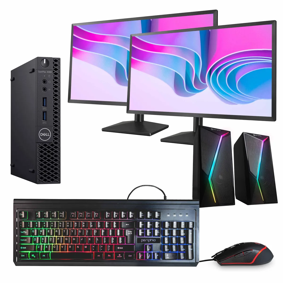 DELL DELL OptiPlex 3060 Mini PC i5-8500T 16GB DDR3 1TB SSD+HDD Win11 Pro Dual 24" Monitors — product photo