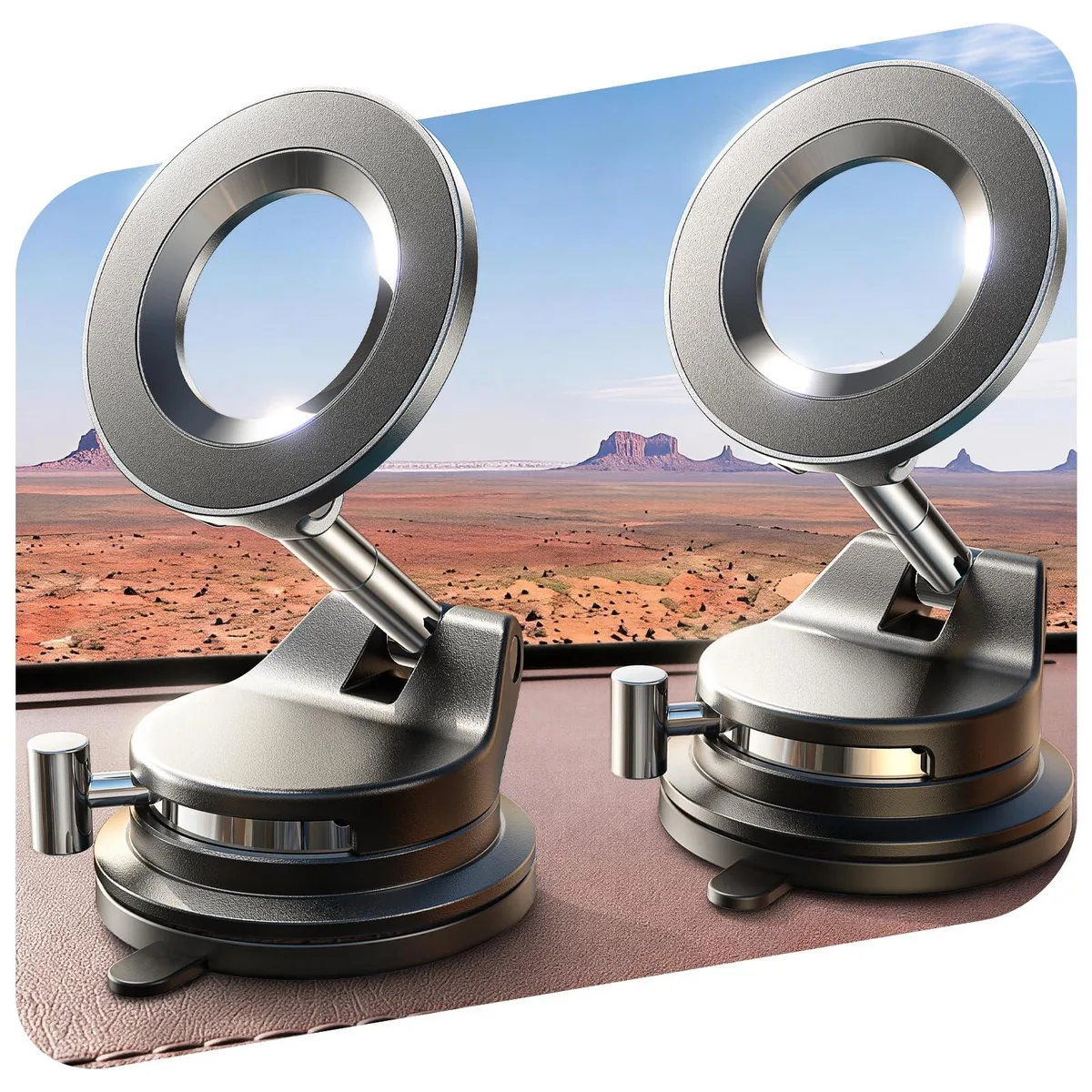 LISEN 2E7177-2PK 2-pack MagSafe phone mount 89 lbs suction — product photo
