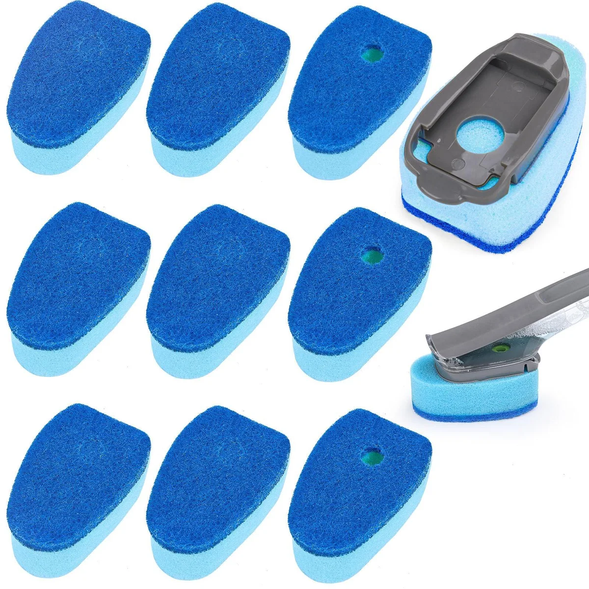 Blue non-scratch sponge refill heads for Scotch-Brite Dishwand, pack of ten