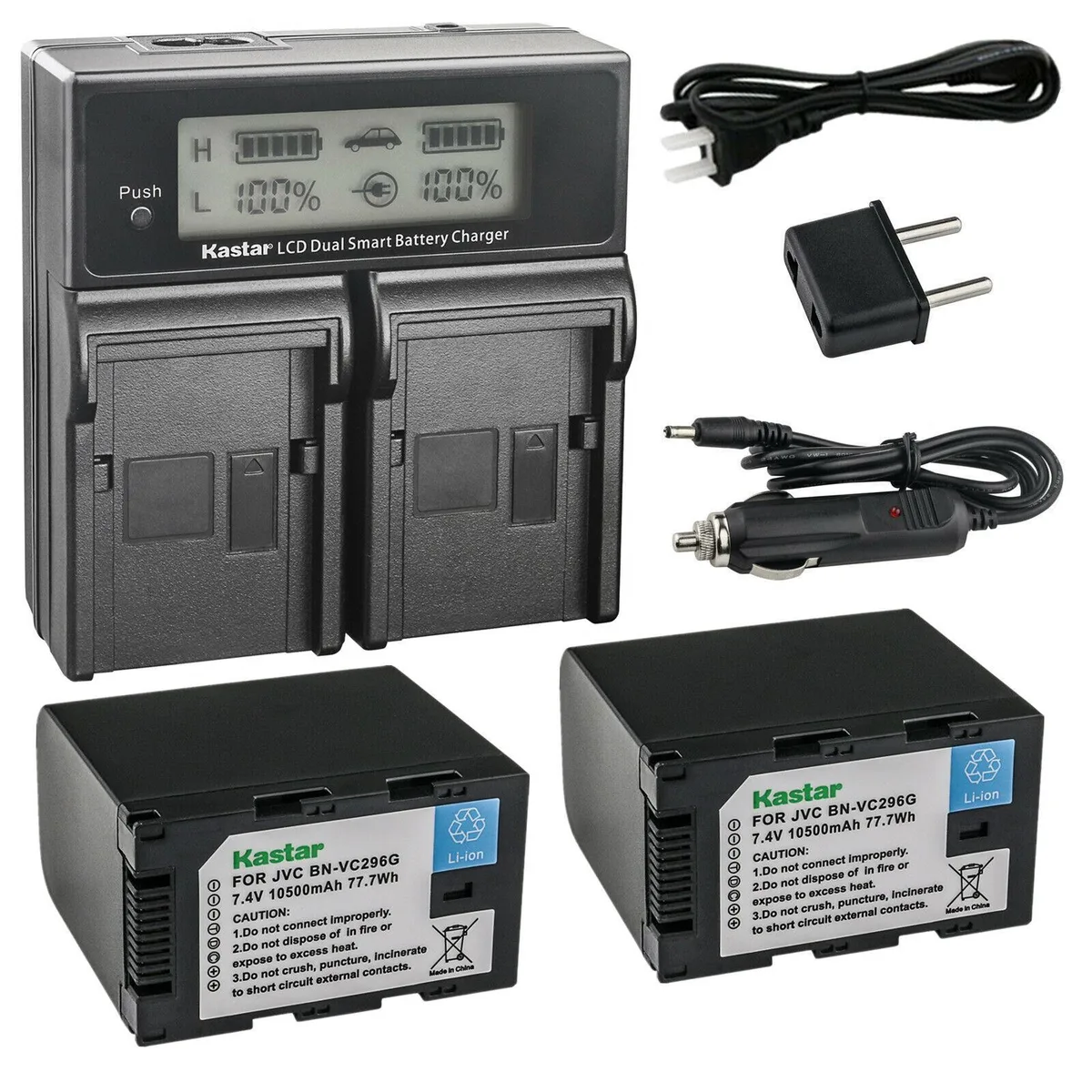 Kastar Kastar BN-VC296G 2-pack 10500 mAh battery &amp; AC LCD dual fast charger — product photo
