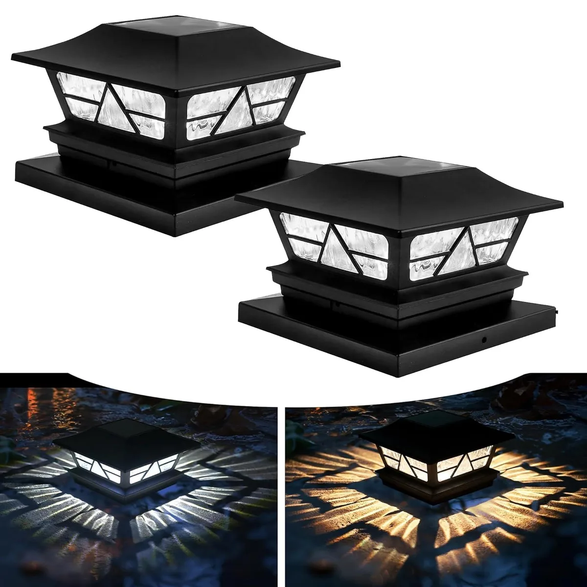  TW SHINE Solar Post Lights 2 Pack 15 Lumen IP65 — product photo