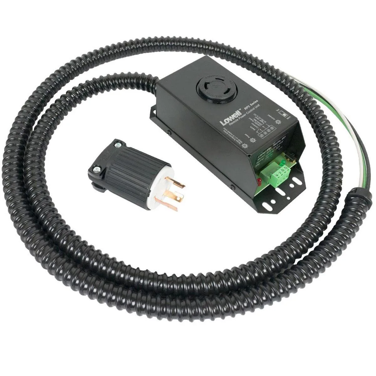 LOWELL LOWELL RPC-30-SHW Remote Power Control Surge Protect 6ft Hardwired computer power extension cord — product photo