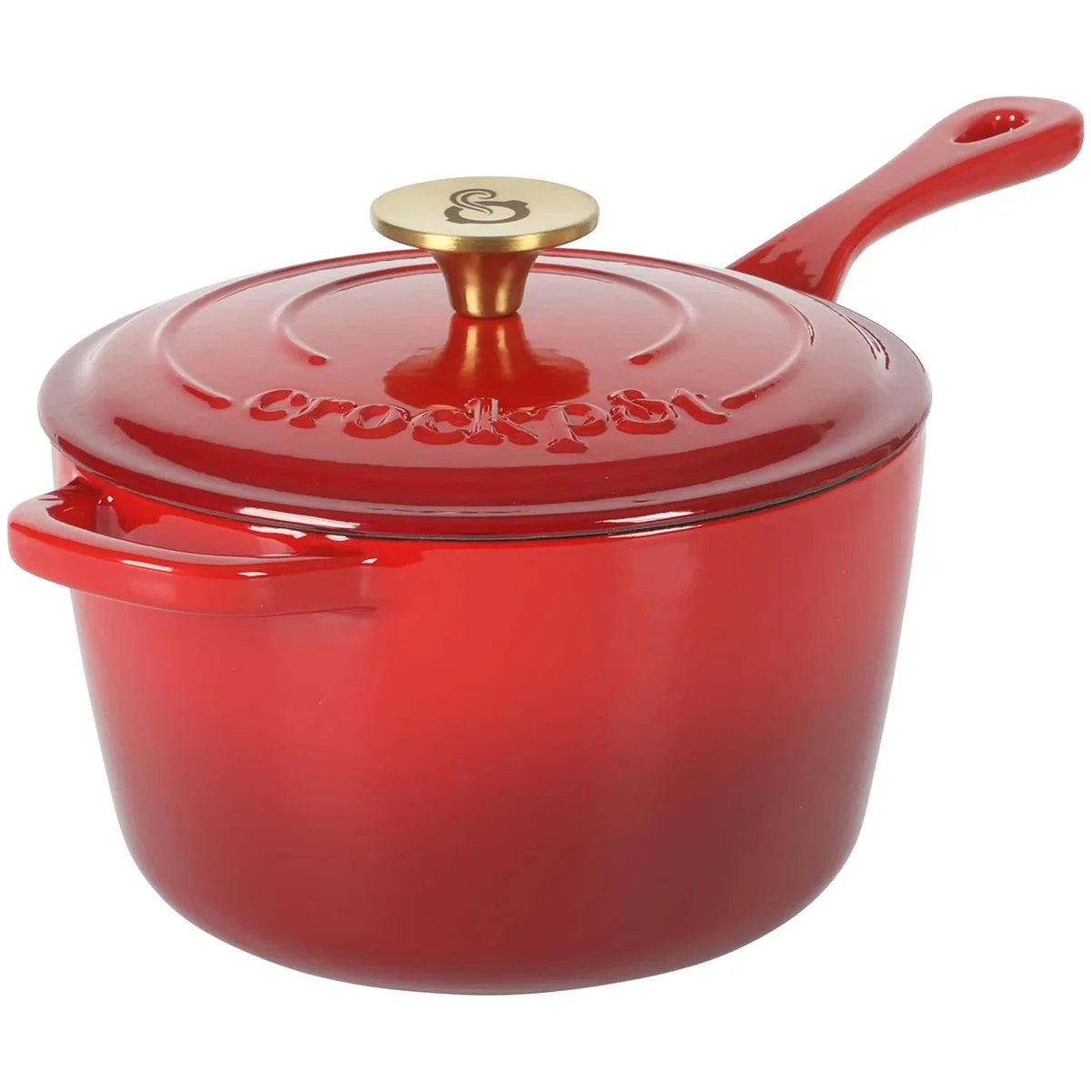 Crock-Pot Crock-Pot 510119742M 3 Quart Enameled Cast Iron Saucepan Red Gold — product photo