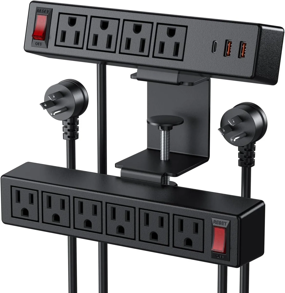 BFKK BFKK Dual-Layer Desk Clamp Power Strip 10 ft — product photo