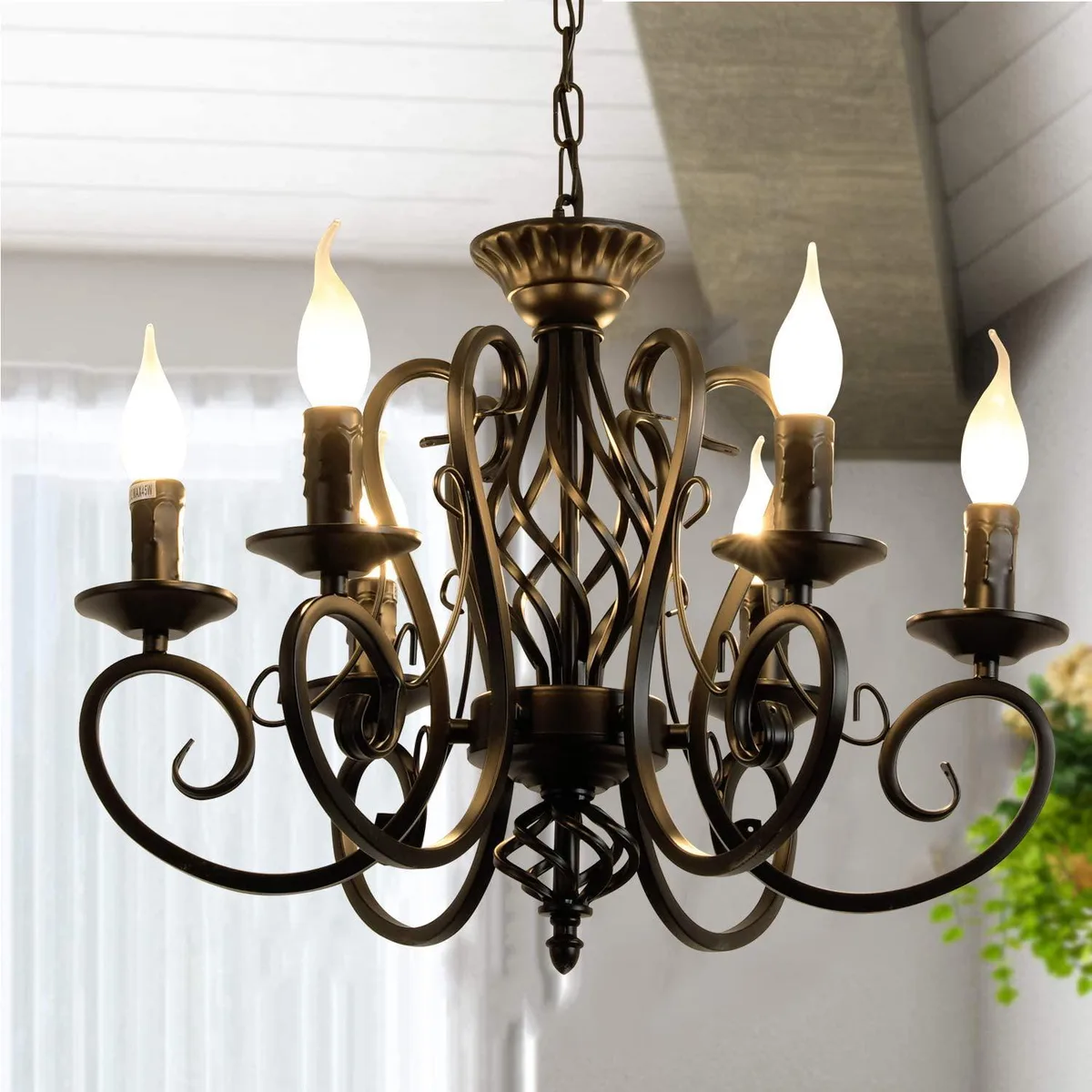 GARWARE WALL ROPES GARWARE WALL ROPES 6-Light Flush Mount Black 20.8" 35.4" Chain — product photo
