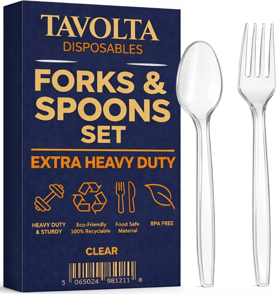 Black 24-piece stainless steel cutlery set with plastic handles