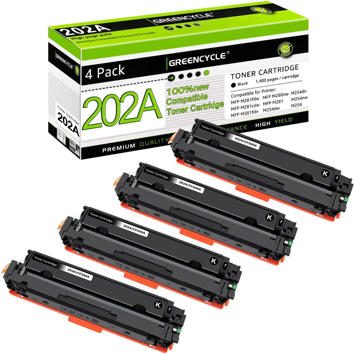 GREENCYCLE GREENCYCLE 202A Black Toner Cartridge 4-Pack CF500A — product photo