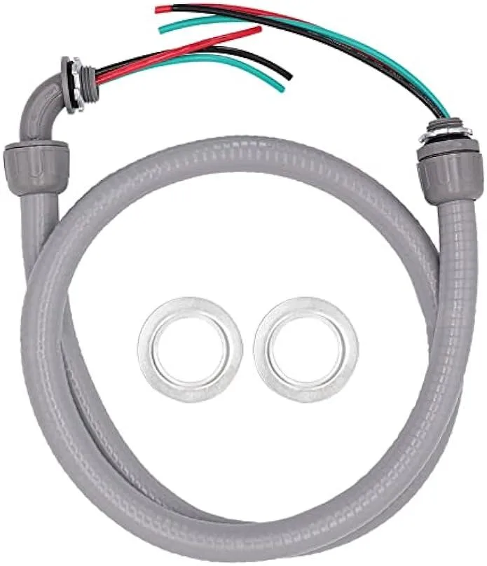 TAURKENAM TAURKENAM 4FT 1/2-Inch AC Whip Kit 10 AWG 3-Conductor Straight/90 Fittings — product photo