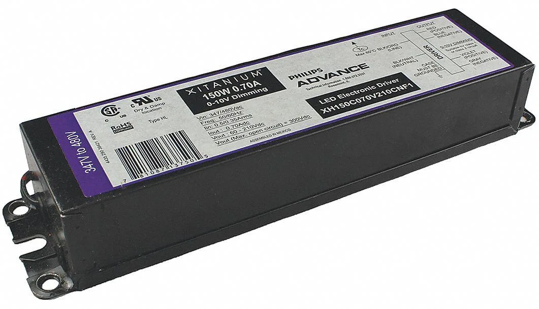 White rectangular LED driver with standard profile case