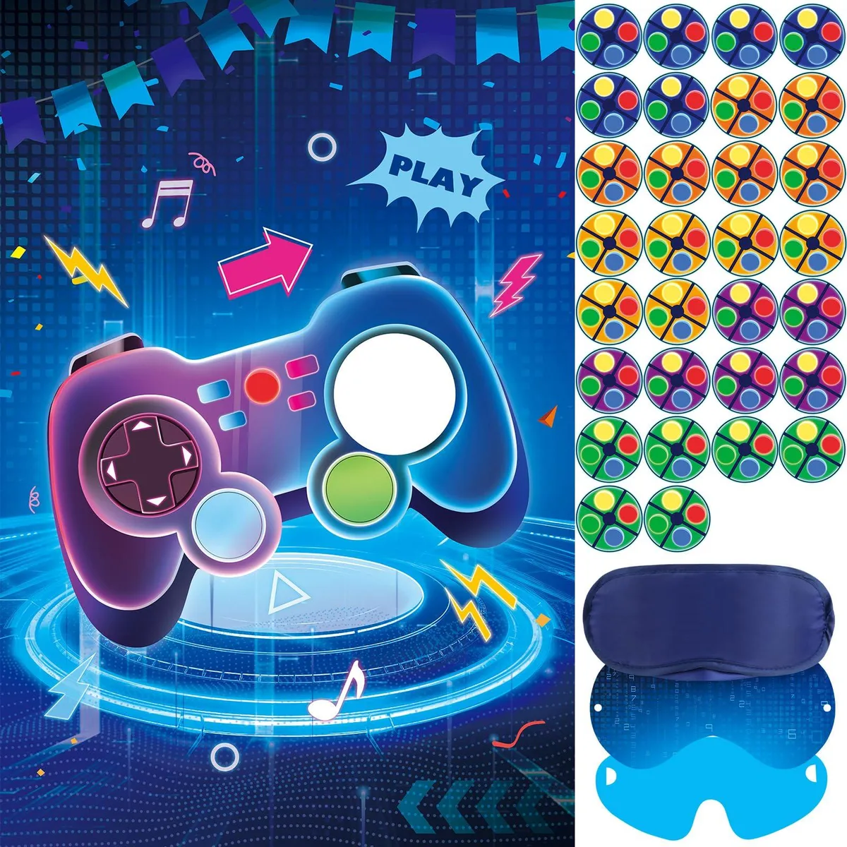  Worry Free Gadgets Pin The Button On The Video Party Game 29x19in 36 stickers — product photo