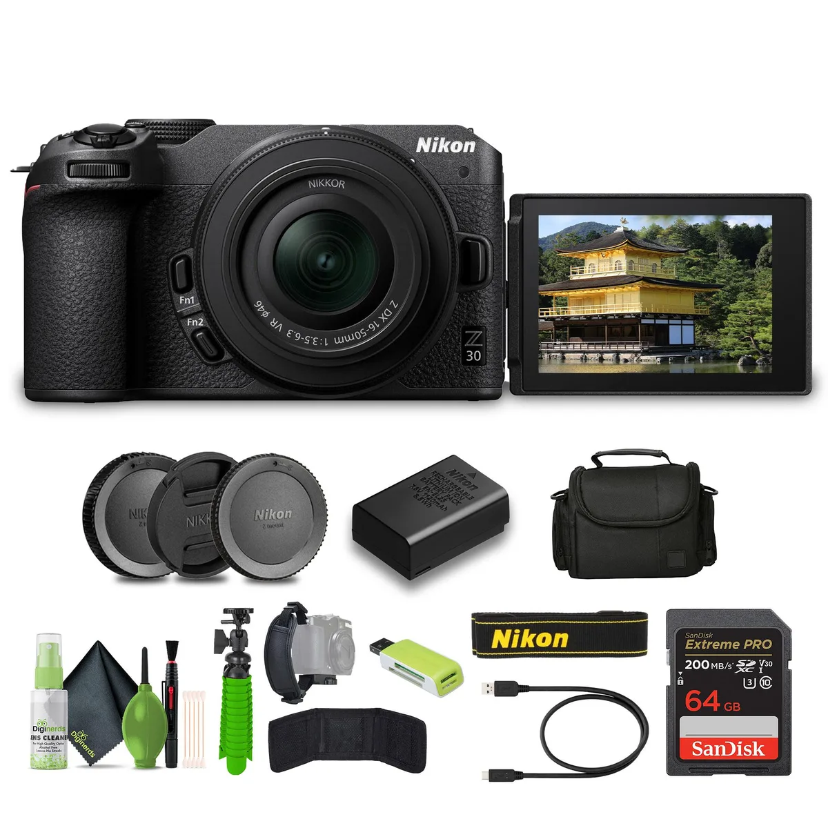 Nikon Inc Nikon Z30 Mirrorless Camera Kit 16-50mm Lens 64GB Card Tripod Bundle (1749) — product photo
