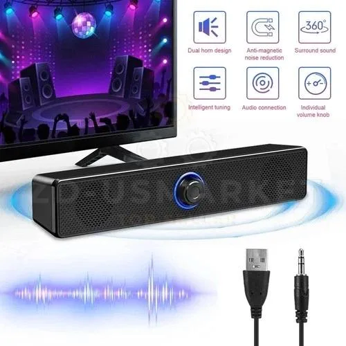NShi NShi USB Wired Soundbar Speaker 6W 3.5mm Jack Black — product photo